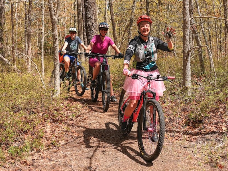 Riders wearing tutus during Spring Fling Cape Cod NEMBA event 2026